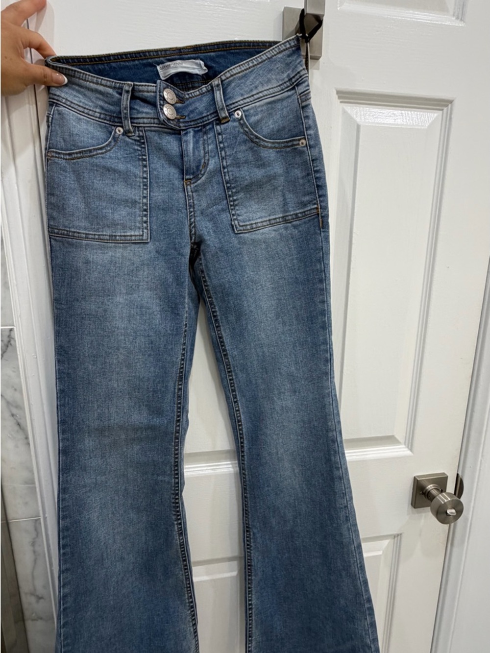 Garage Mid-Blue High-Rise Flare Jeans